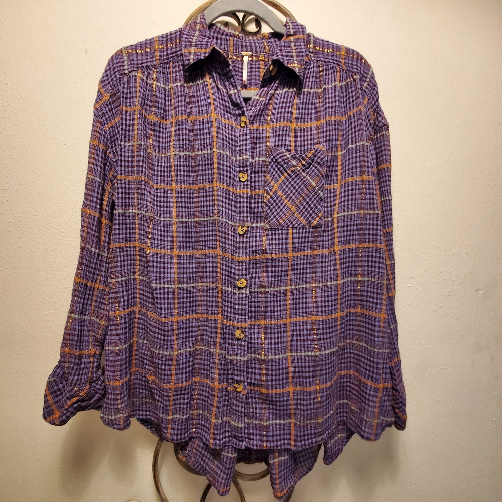 Free People Break My Stride Button Down Top View 2